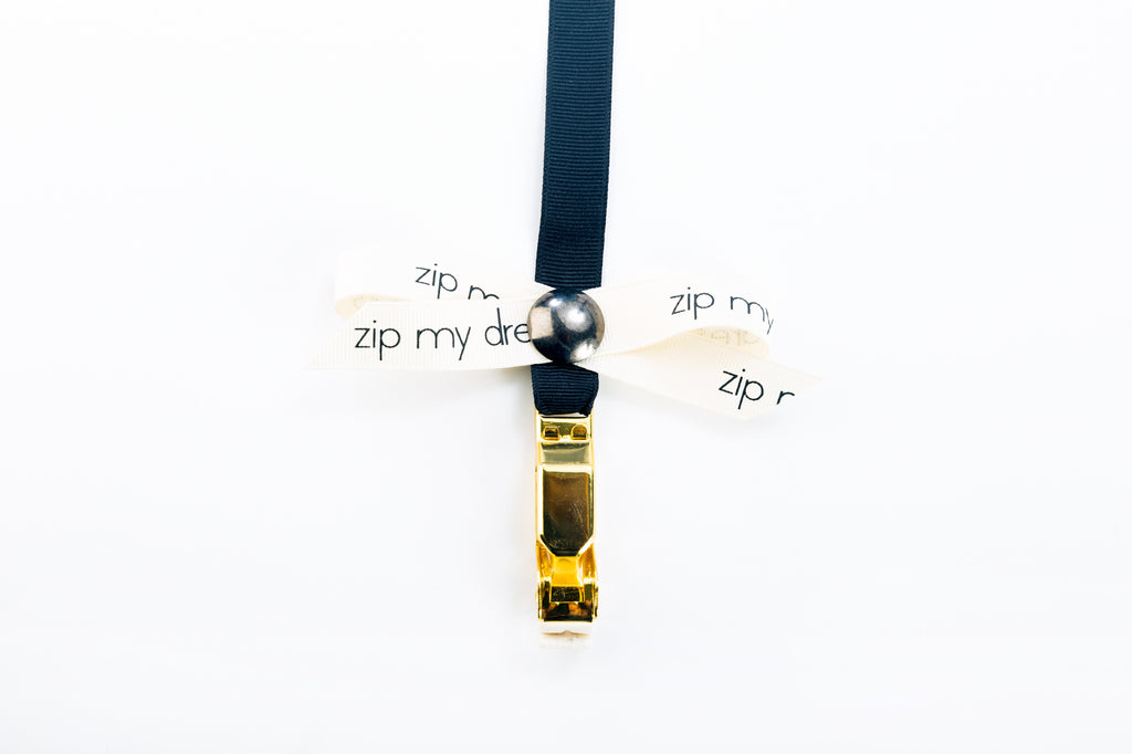 zip my dress Black ribbon zipper pull zip my dress Black ribbon zipper pull
