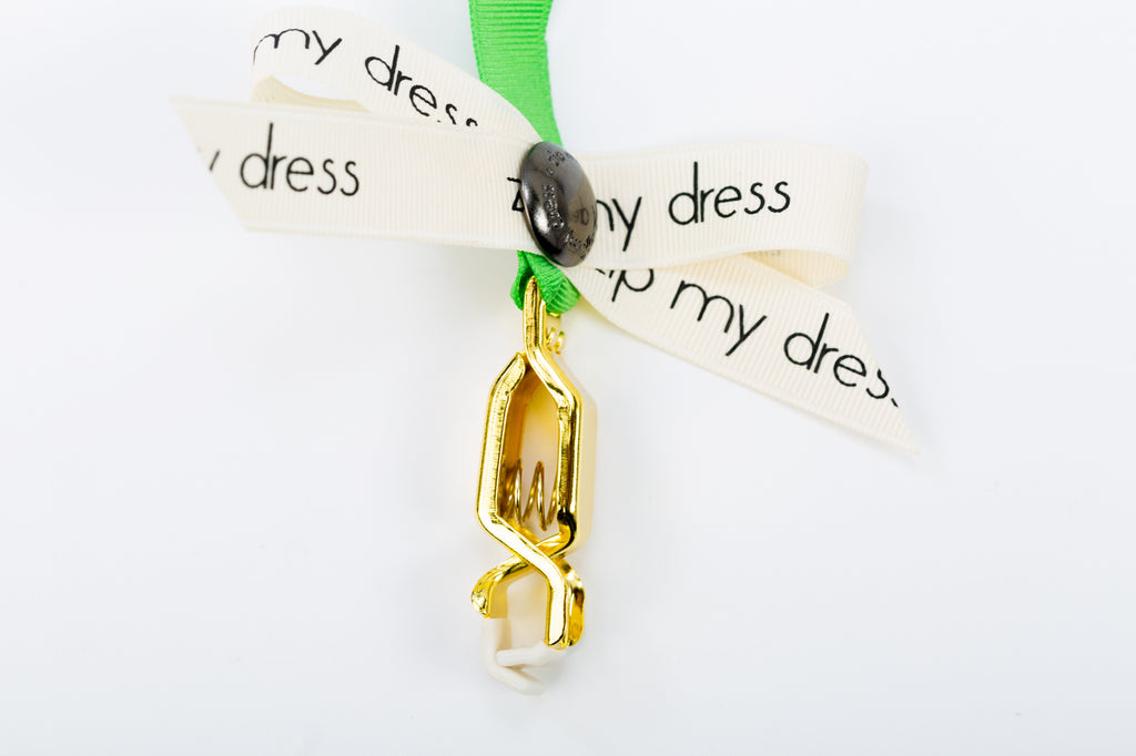 zip my dress Green ribbon zipper pull zip my dress Green ribbon zipper pull